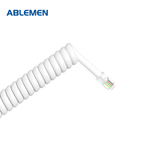 ABLEMEN 座机听筒线 话筒线 弹簧/曲线 4P4C插头-白色 10条装