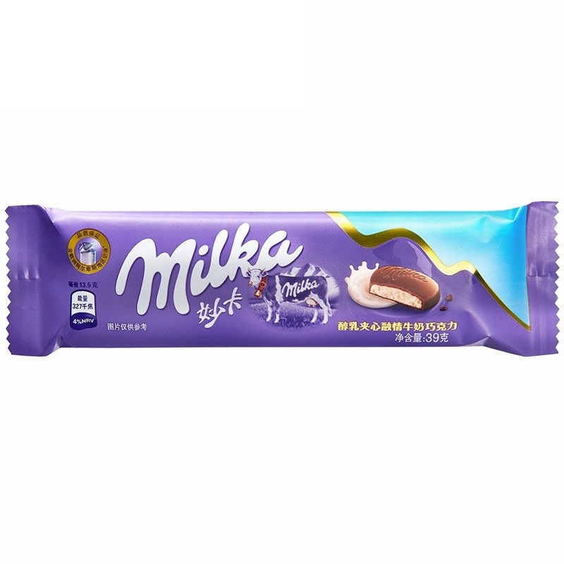 妙卡(milka)醇乳夹心融情牛奶巧克力排块袋装 39g/袋 亿滋出品