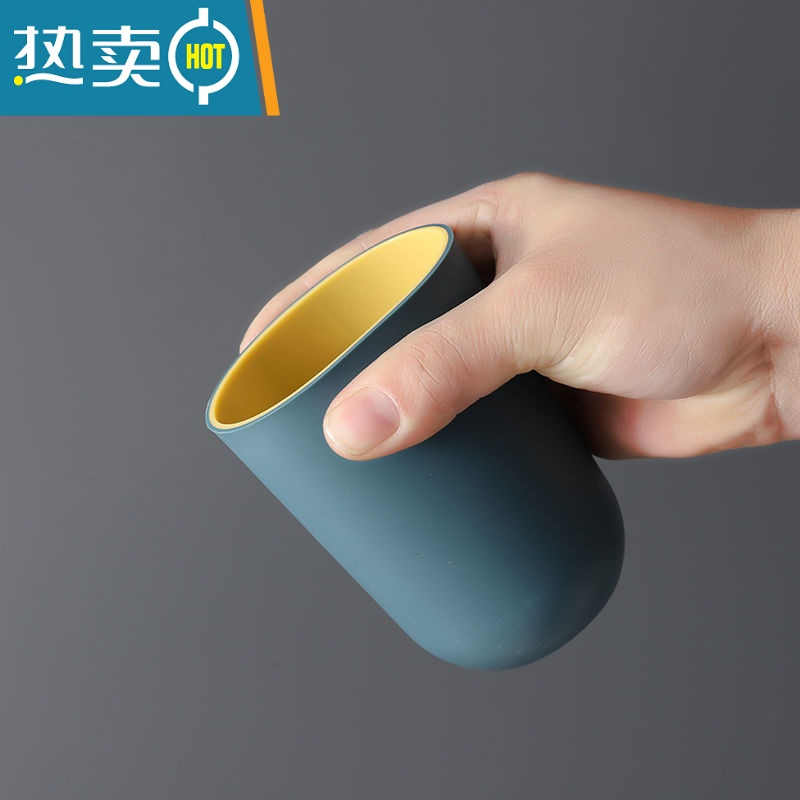 敬平漱口杯家用简约刷牙杯洗漱杯情侣一对牙刷杯套装创意便携牙缸牙桶 浅灰3个装[一家三口]