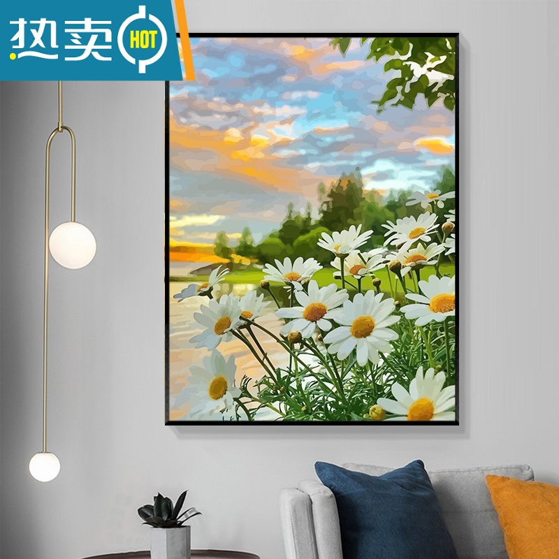 敬平欧式复古花卉数字油画diy填充油彩画手工填色画画客厅装饰丙烯画 50*60cm绷好加厚实木内框+外框默认黑色高亮颜料+专业油 SJ3608