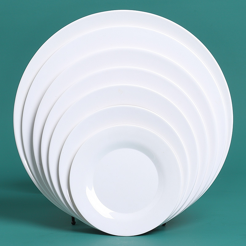 鑫众源密胺火锅餐具圆盘白色圆形塑料碟子菜碟直径17cm