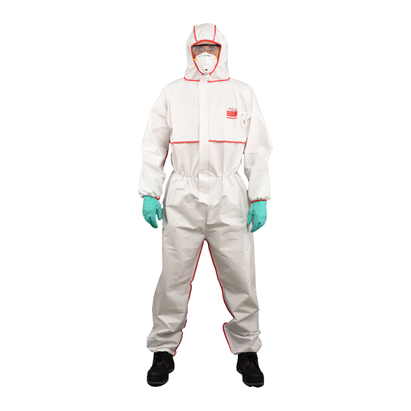 坤泽尔 双层一次性无纺布防护服全身连帽防尘试验生物农业防化电子