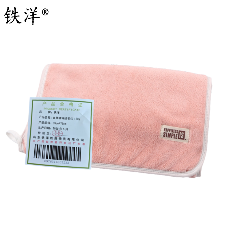 铁洋 B类珊瑚绒毛巾120g 35cm*75cm 条