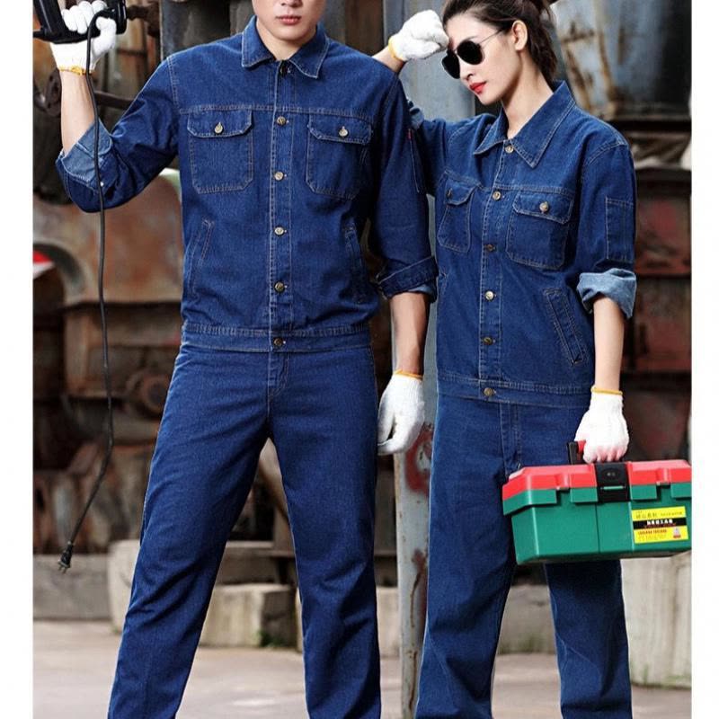 电焊工作服男加厚防烫耐磨长袖秋冬电焊工牛仔工作服裤子套装莎丞图片