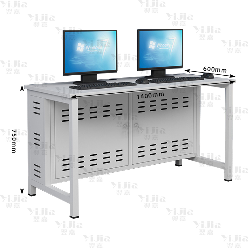 翌嘉 钢架电脑桌培训桌机房电脑桌学习桌课桌 双人位B款