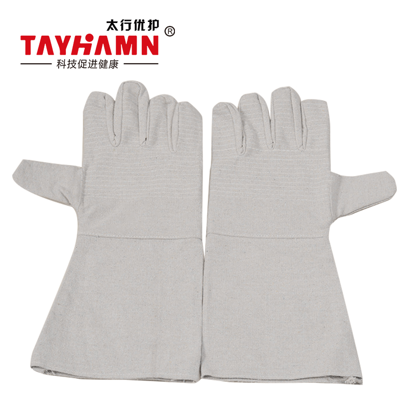 太行优护 TS0701L 长款帆布手套电焊手套耐磨劳保手套 白甲布全衬24线原条 双高清大图