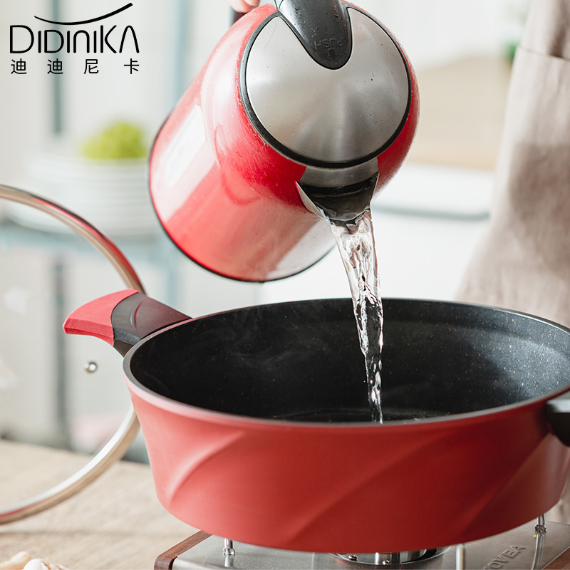 迪迪尼卡(Didinika)2019新款28cm浅汤锅家用麦饭石不粘锅多功能双耳煮锅