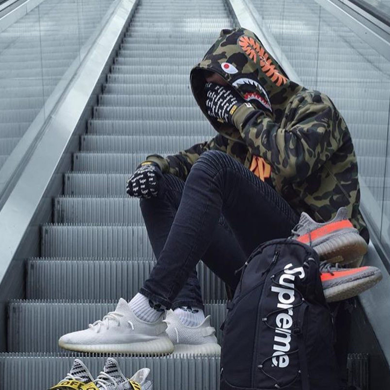 侃爷椰子350v2白斑马正品真爆kanyeyezzy秋季跑步鞋运动鞋子男鞋