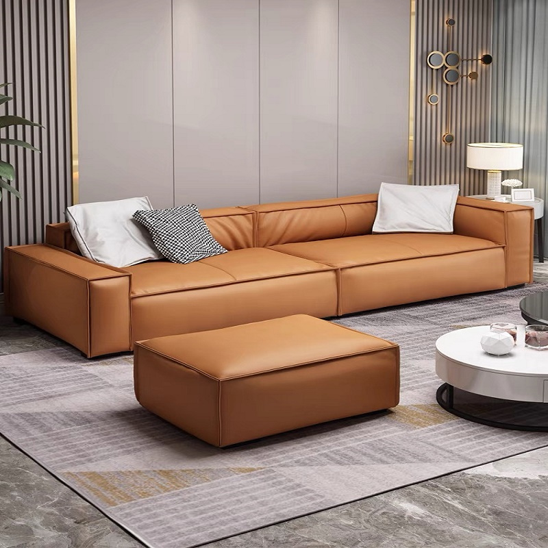 北欧科技布豆腐块沙发现代意式小户型客厅直排三人四人乳胶沙发