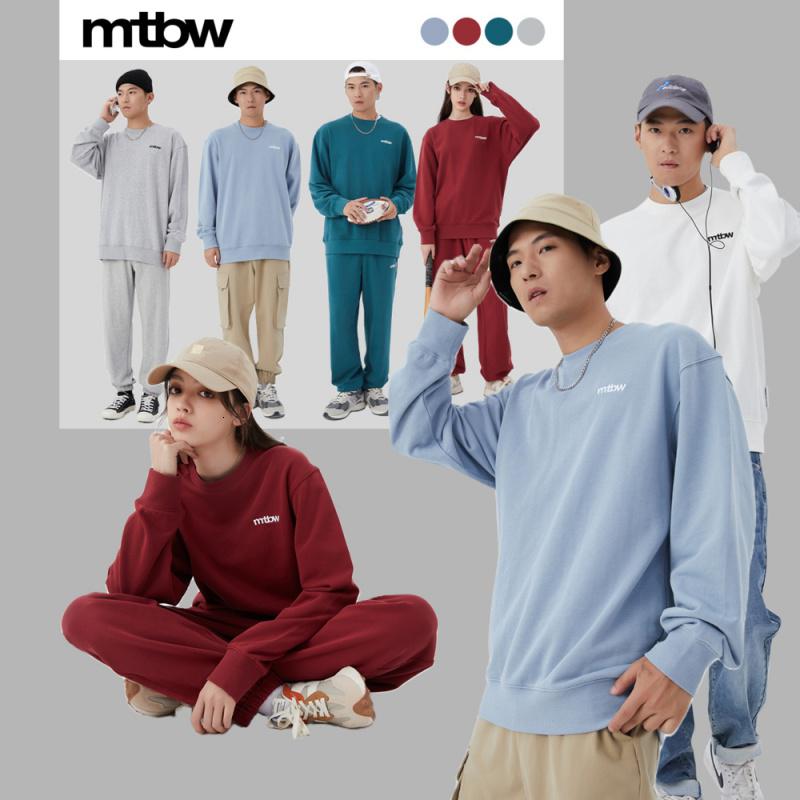 [1件5折价:79.5]美特斯邦威男女同款多色基础绣花圆领卫衣高清大图