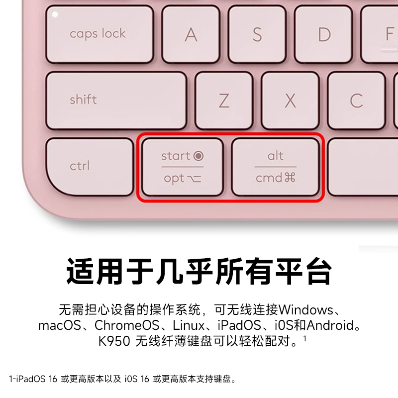 罗技 优选系列 K950 无线键盘蓝牙双模轻音电脑办公笔记本接收器高清大图
