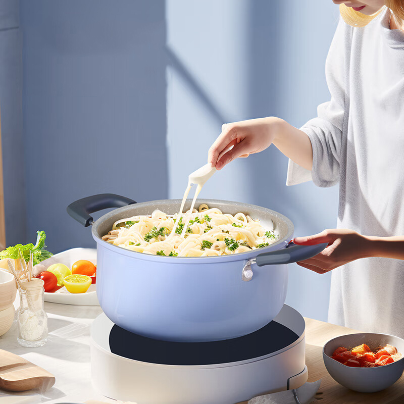 炊大皇(COOKER KING)汤锅不粘锅炖肉煮面奶锅麦饭石色22cm 电磁炉通用 匠紫 JZ22TG / 个高清大图