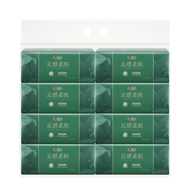 心相印 柔厚亲肤三层100抽18包塑装纸面 DT100(箱装)高清大图