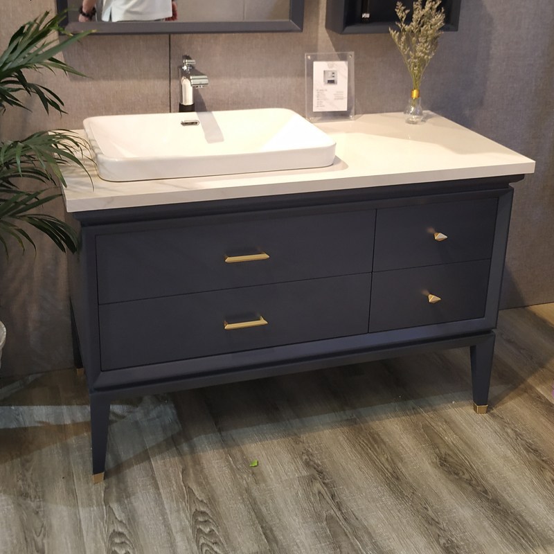 北欧轻奢浴室柜组合现代简约落地式洗脸洗手面盆池洗漱台盆卫生间