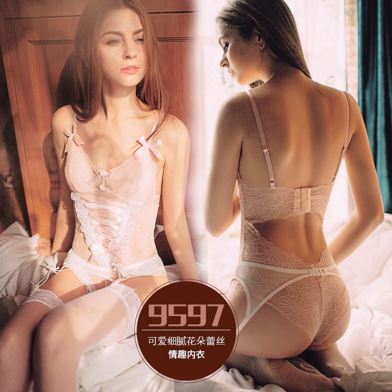 情趣内衣带露背三点式情趣套装sm透视装性感小胸制服女蕾丝绣花