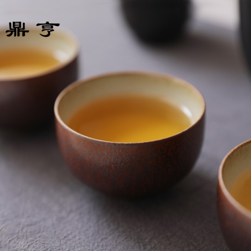 鼎亨春泥手工金属釉景德镇粗陶陶瓷主人杯品茗杯泡茶杯开片功夫大