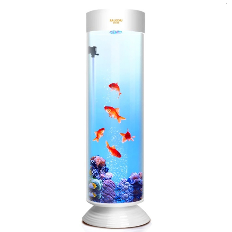 鱼缸客厅小型圆柱鱼缸立式金鱼水族箱亚克力免换水生态落地高清大图