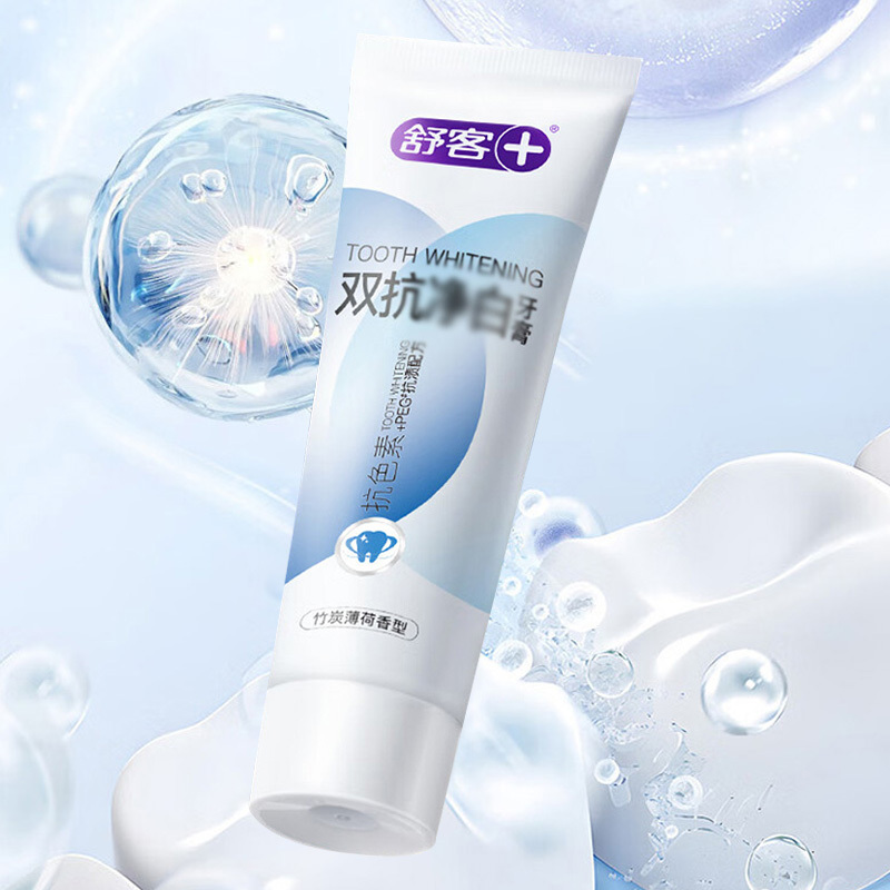 舒客牙膏双抗净白抗色素抗牙渍竹炭清新口气薄荷味160g高清大图