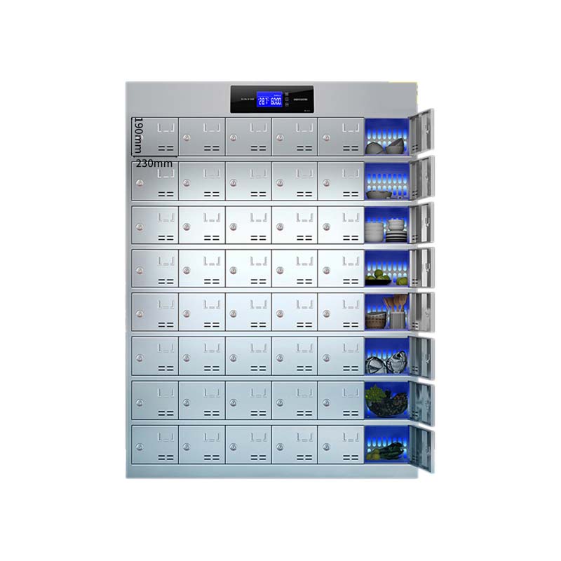 帅畅不锈钢员工食堂消毒餐厅紫外线高温餐盘餐具柜多格饭盒储物柜48门碗柜 紫外线消毒