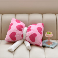 ins创意个性少女心兔兔绒条纹蝴蝶结抱枕靠垫卧室客厅沙发韩式风 抱枕（长48宽38cm）一个 蝴蝶结粉爱心