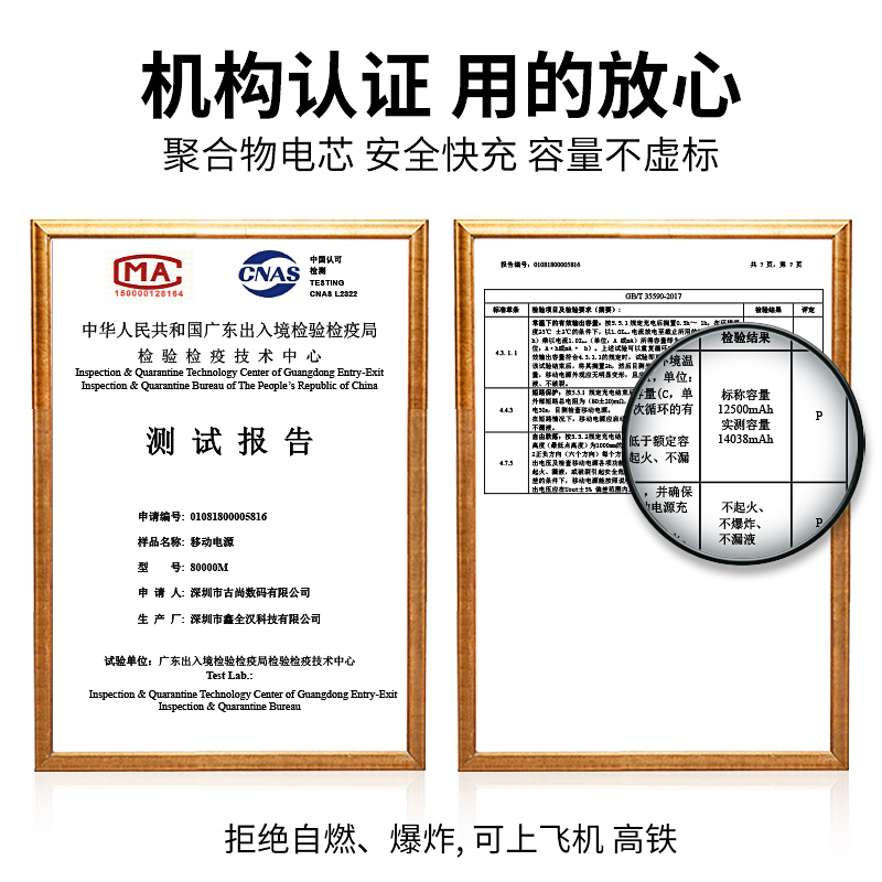 古尚古超级快充20000毫安大容量充电宝18w适用苹果华为小米正品22.5W超薄小巧电源1000000超大灯显款 白色