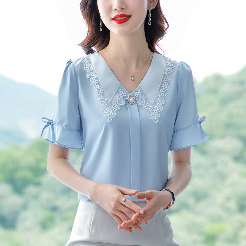 卡恋洛女士衬衫卡恋洛21潮娃娃领洋气短袖衬衣设计感小众衬衫小清新雪纺上衣女夏 价格图片品牌报价 苏宁易购卡恋洛服饰旗舰店