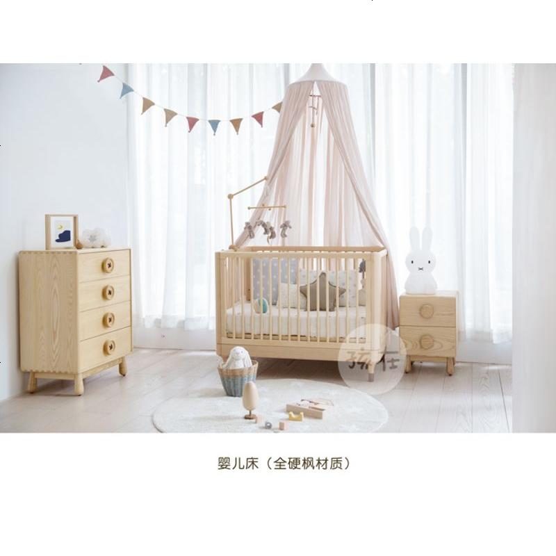 婴儿床宝宝床全实木进口德国欧诗木木蜡油子母床调节高低高清大图