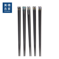美穗吉家 家用分类合金筷5双装 MIH-2404170 合金筷子家用抗菌防滑耐高温 卡通分餐公筷餐具套装 黑色 5双