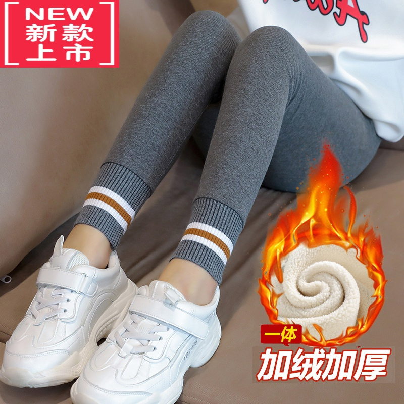 可莉允女童外穿打底裤秋冬款2022新款加绒加厚百搭裤子一体绒女孩保暖裤