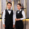 酒店服务员马甲男女ktv酒吧台球工作服服务员马夹西餐厅制服-男黑色;5XL