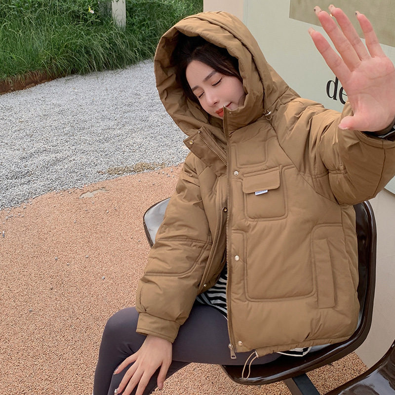 2024新款网红学生连帽棉服女韩版小个子棉衣冬季大码面包服短外套