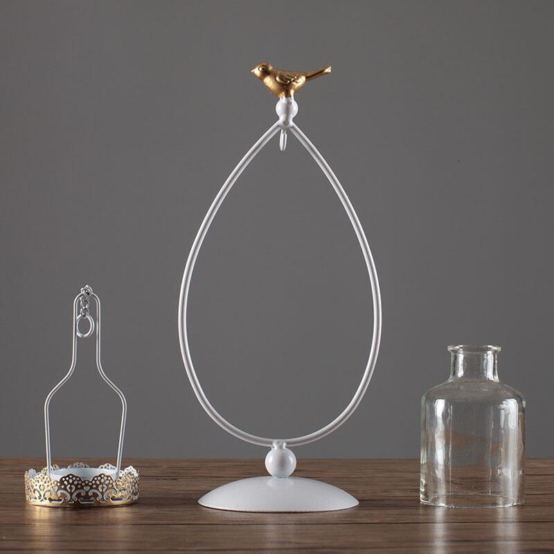 铁艺烛台欧式田园餐厅玻璃悬挂风灯时尚家居装饰品摆件