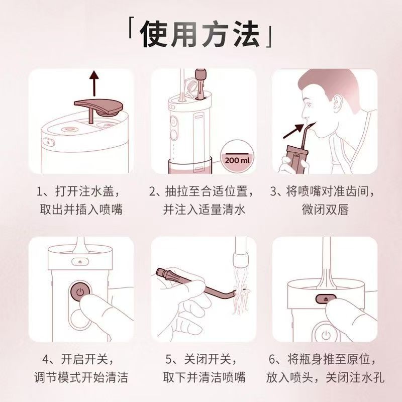 飞利浦(PHILIPS) 冲牙器 伸缩便携洗牙器情侣款送男友/女友生日礼物 含3款专业喷嘴小净瓶HX3331/01实力粉高清大图