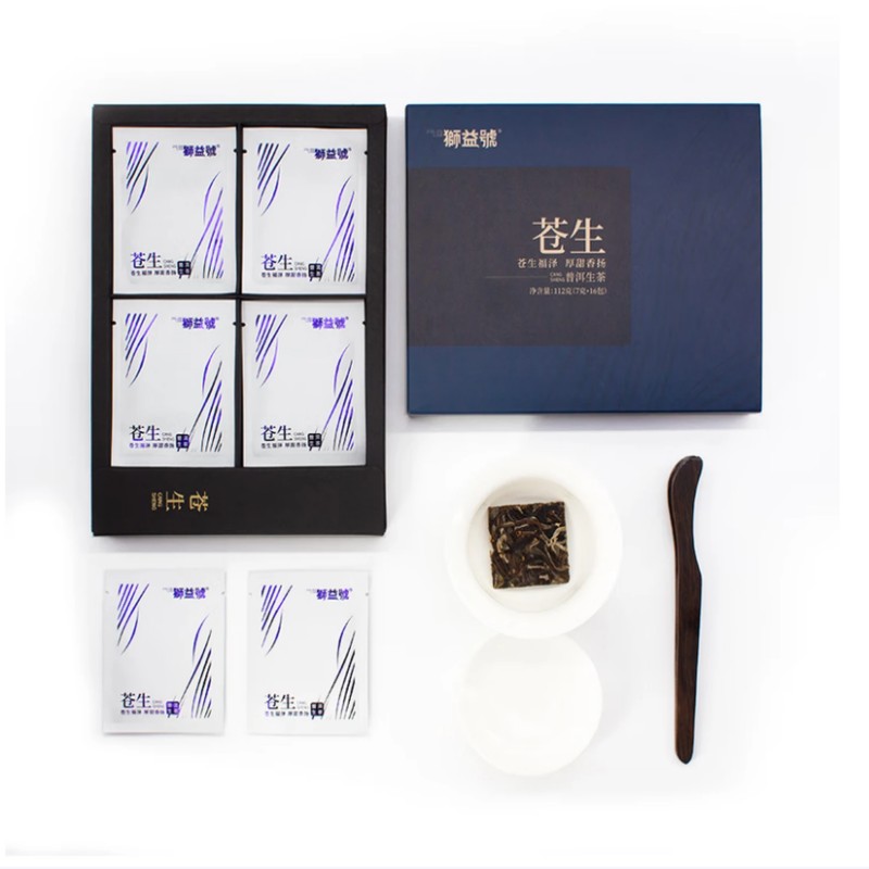 狮益号云南茶叶普洱茶生普洱春茶112 g/盒 (7g*16 包)高清大图