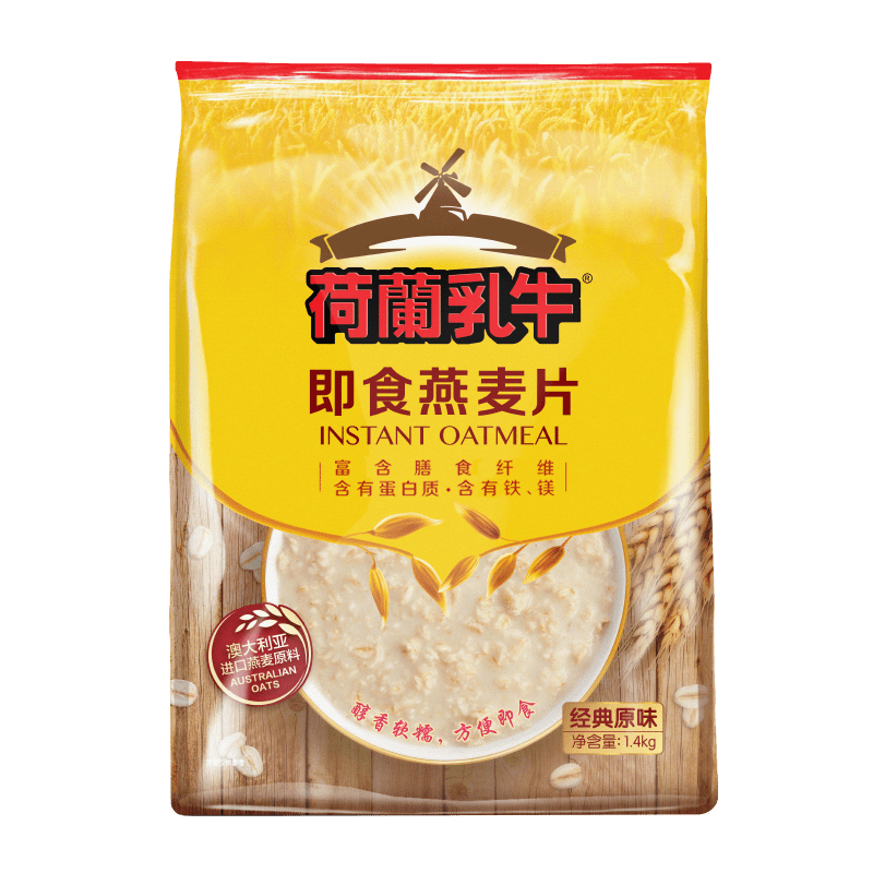 荷兰乳牛 即食燕麦片1400g*2 袋装 澳洲进口一级燕麦原料 无蔗糖原味即食谷物 学生成人早餐饱腹食品高清大图