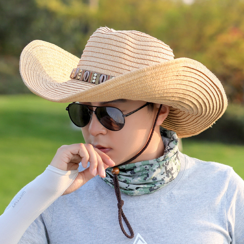 遮阳帽男大帽檐夏季防晒帽子男士渔夫帽户外草帽透气凉帽太阳帽子