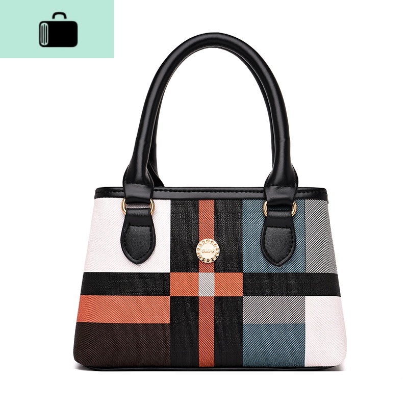 中年手提女包2020新款潮时尚妈妈包中老年多层手提包婆婆手拎小包NEWLAKE_654 格子绿