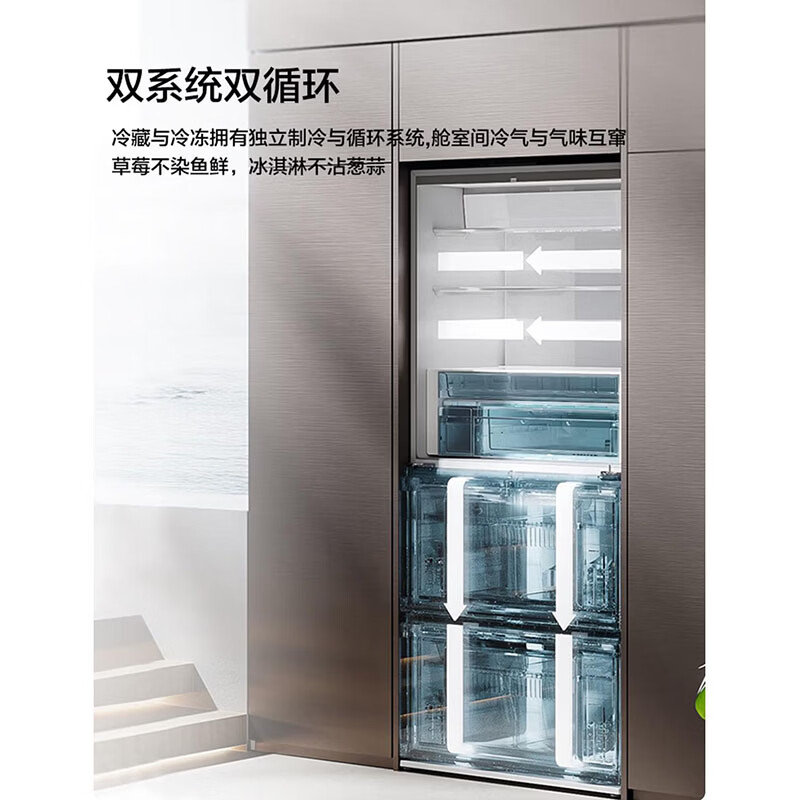 松下NR-G611GA1-C挪威海600L法式多门冰箱 玻璃面板超薄嵌入式 自动制冰冷藏冷冻 双除菌高清大图