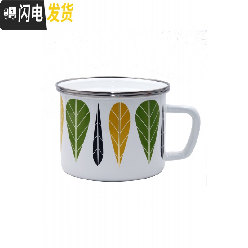三维工匠加厚平盖老式搪瓷饭缸饭盒快餐杯泡面碗带盖带把手大容量可加热 16cm粉兔送密封盖高清大图