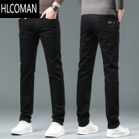 HLCOMAN2023款弹力牛仔裤男士冬季修身直筒加绒加厚男款长裤子款男厚 38 2008黑色