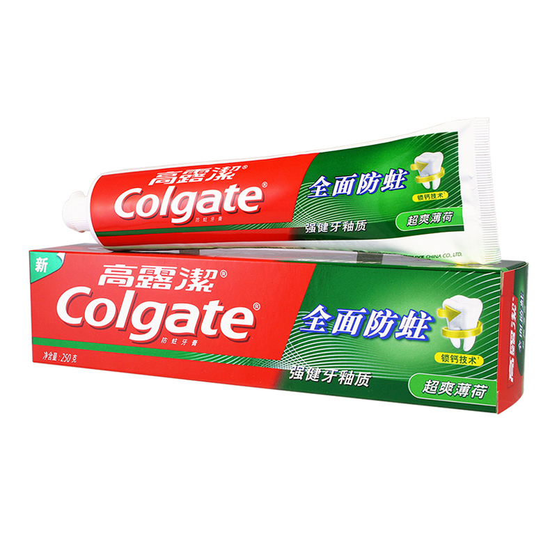 高露洁（Colgate）全面防蛀250g牙膏 薄荷*2+清新*2 家庭套装共1000g 送小牙膏2支