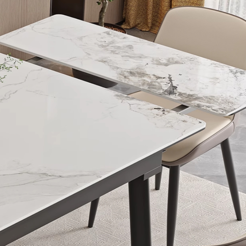 伟樽0.8米伸缩餐桌岩板120*70*75cm张高清大图