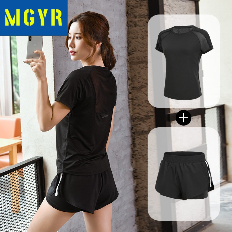 MGYR2021跑步运动套装女秋冬款健身房时尚气质晨跑瑜伽服速干衣裤套装