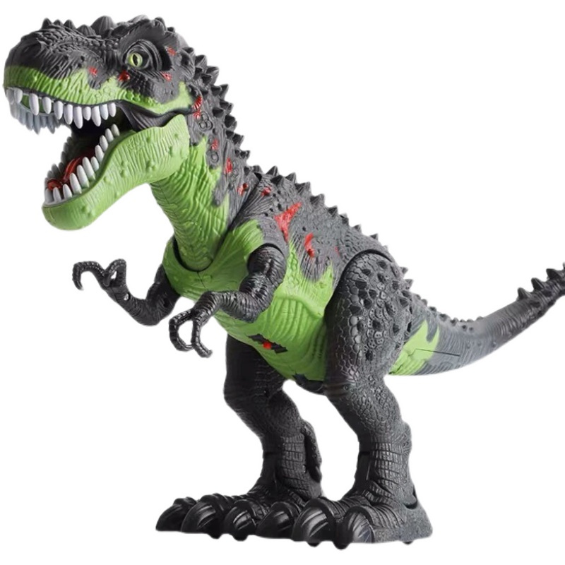 电池版(送电池 送18件套) 大号电动喷雾恐龙男孩玩具霸王龙下蛋走路