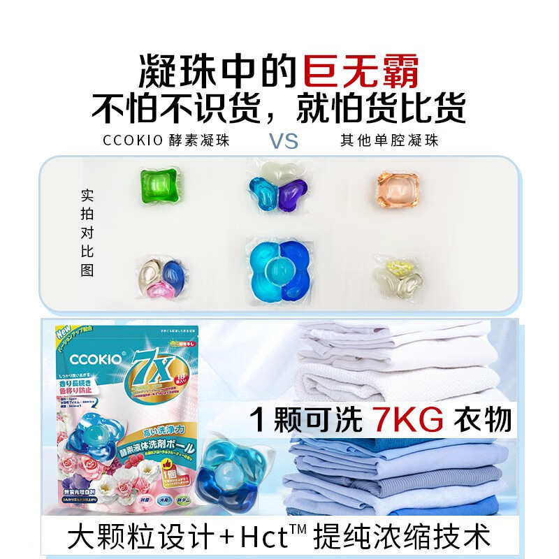 CCOKIO 日本高端进口3合1洗衣凝珠抑菌除螨浓缩流香强去污洗衣球洁净 阳光花果香 18颗*1袋高清大图