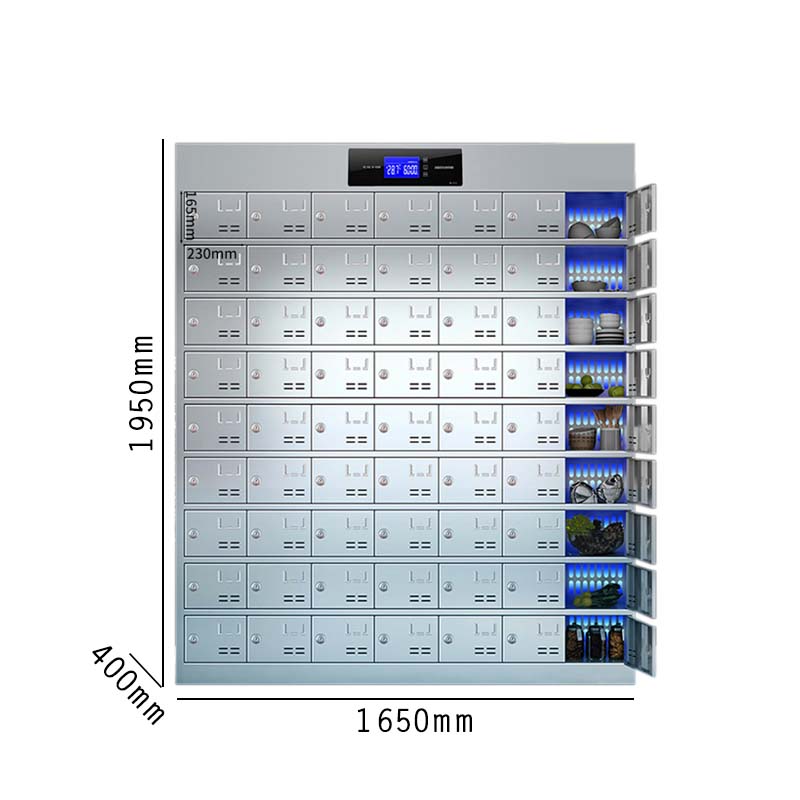 阿拉贡不锈钢员工食堂消毒餐厅紫外线高温餐盘餐具柜多格饭盒储物柜63门碗柜 紫外线消毒高清大图
