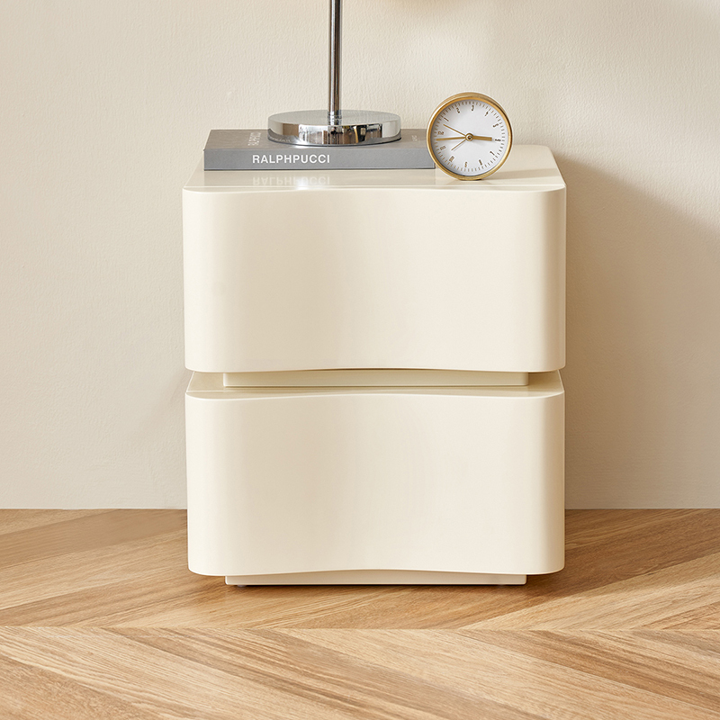 全友家居奶油风双抽储物时尚简约悬浮感床头柜129570zkd
