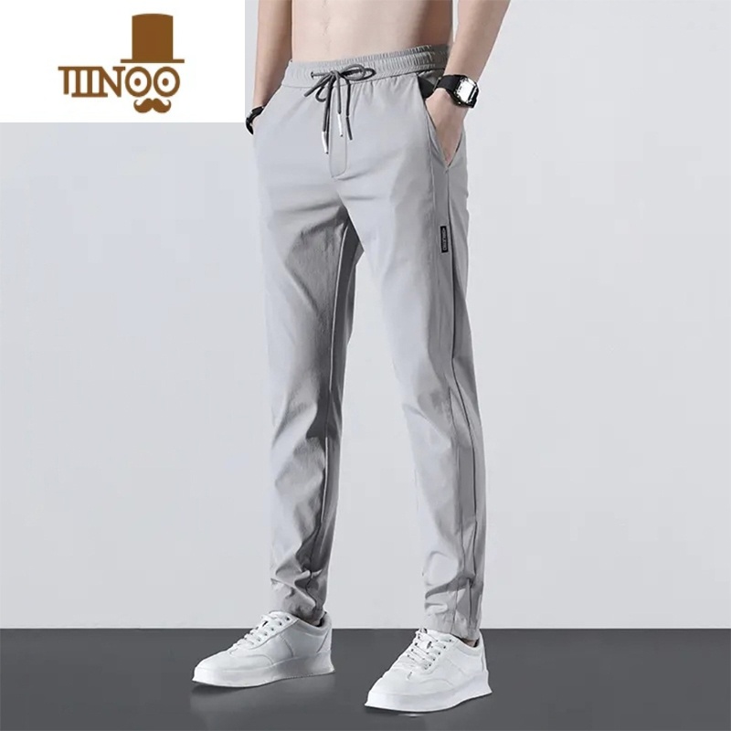 YANXU超薄裤子男士休闲裤卫裤宽松直筒男裤夏季薄款运动裤男款长A L建议100-120斤 黑标直筒休闲裤-浅灰一件装