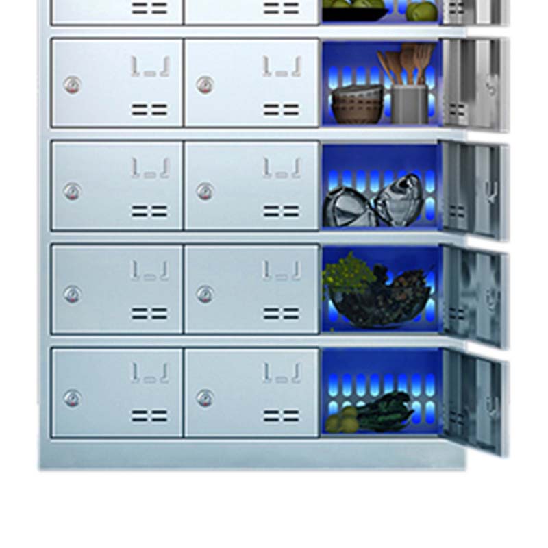 DXBG不锈钢员工食堂消毒餐厅紫外线高温餐盘餐具柜多格饭盒储物柜24门碗柜 紫外线消毒+高温热风循环高清大图