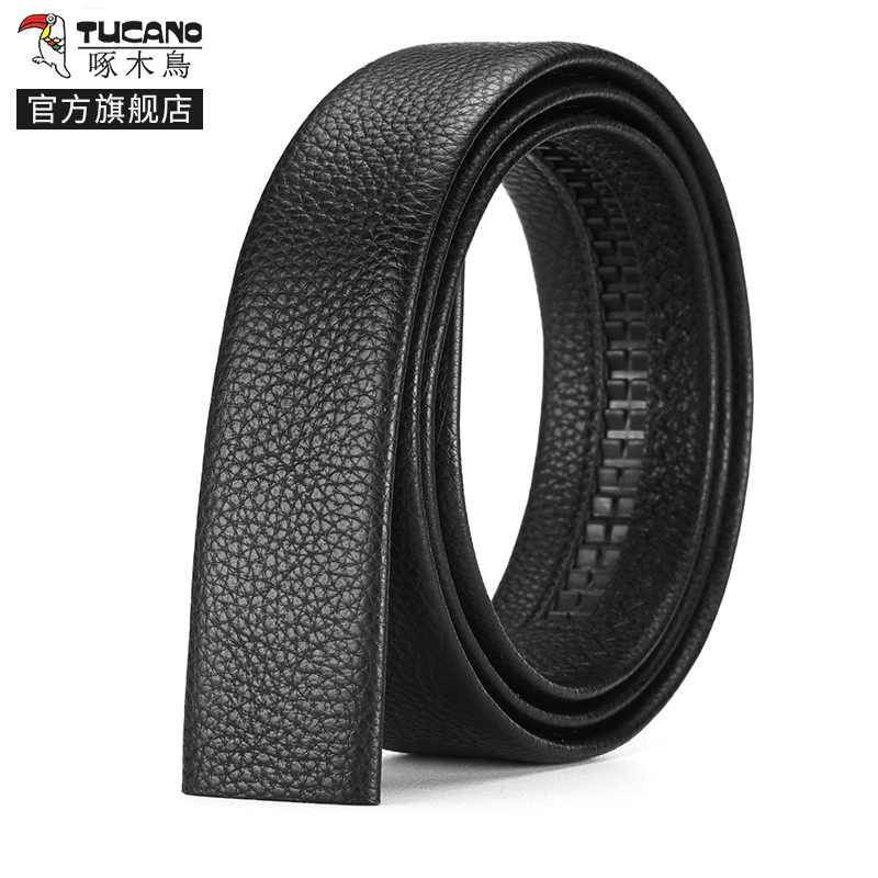 啄木鸟无头皮带男士真皮不带头自动扣腰带牛皮潮流中青年商务裤带高清大图